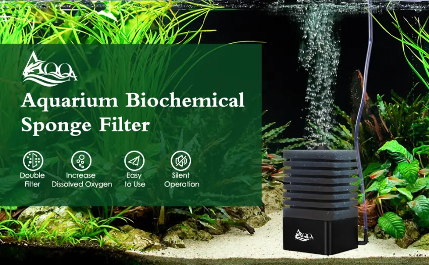 AQQA aquarium sponge filter quiet aquarium filter for biological and mechanical filtering air lifter aquarium internal filter with filter material A medium (for 30-250l) - product information 1