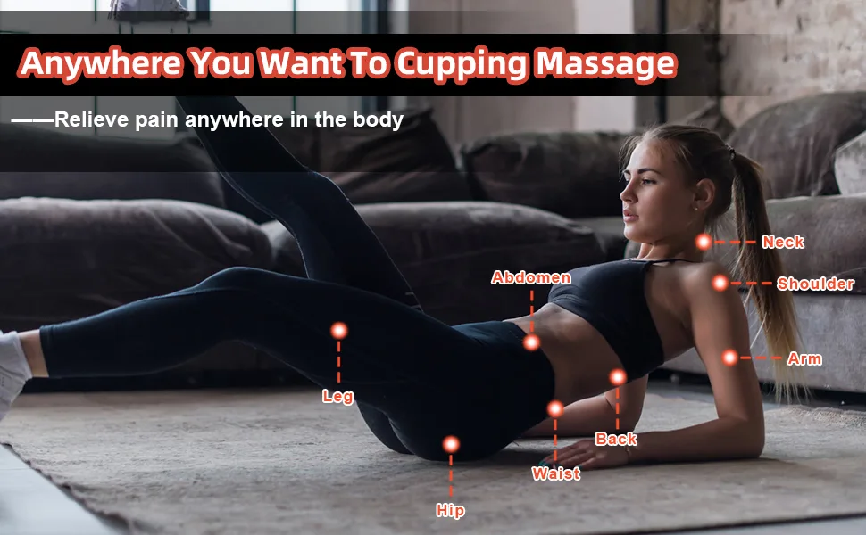Electronic cupping therapy intelligent electrical cupperer Guasha device for pain relief cupping device massage device for the rear body (6 file black) - Schröpftherapie
