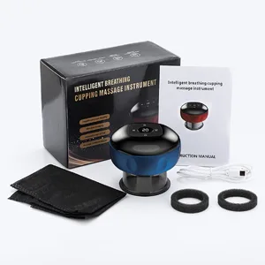 Electronic cupping therapy intelligent electrical cupperer Guasha device for pain relief cupping device massage device for the rear body (6 file black) - Schröpftherapie