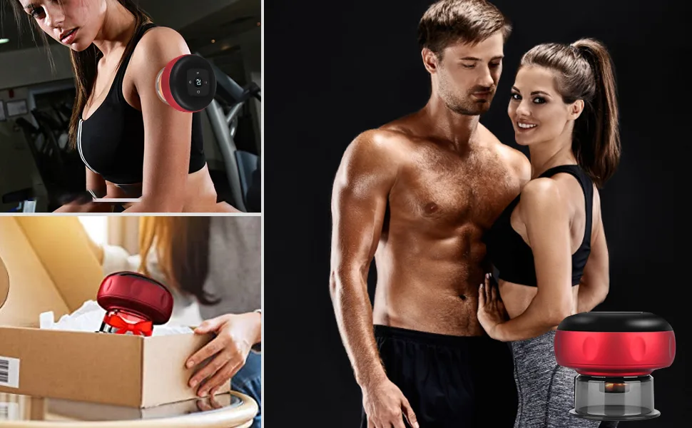 Electronic cupping therapy intelligent electrical cupperer Guasha device for pain relief cupping device massage device for the rear body (6 file black) - Schröpftherapie