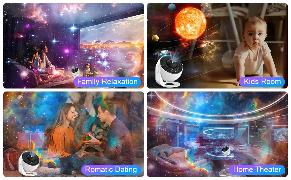 Mexllex Planetarium Sternen sky Projector 12 Planets Discs Galaxy Projector Lamp Sternen Home For Bedroom LED STARE SHEIT Projector for children White - product information 5