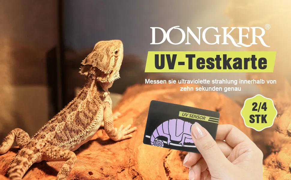 Dongker UV test card 2/4 pieces reptiles quick test UVB sensor easy to transport 500 times reusable for reptile-UV tests 2 pieces - product information 1