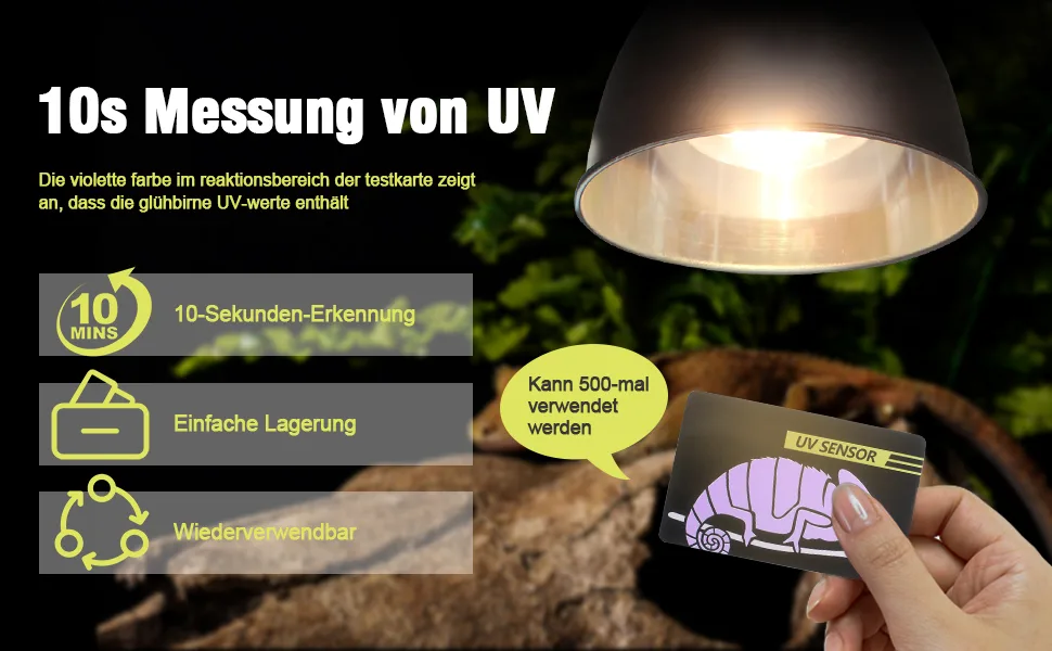 Dongker UV test card 2/4 pieces reptiles quick test UVB sensor easy to transport 500 times reusable for reptile-UV tests 2 pieces - product information 2