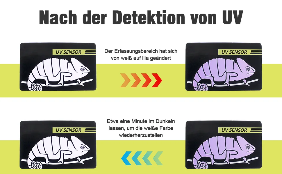 Dongker UV test card 2/4 pieces reptiles quick test UVB sensor easy to transport 500 times reusable for reptile-UV tests 2 pieces - product information 3