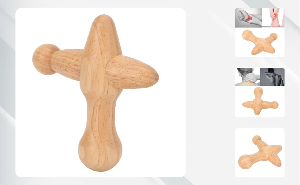 Fockety trigger point massager cross-shaped wooden therapy massage tools Aids for lymphatic drainage Thumb-Sonsal Boost-Metabeters Relief of Muscle Pain Massage device - 1411220333611-1