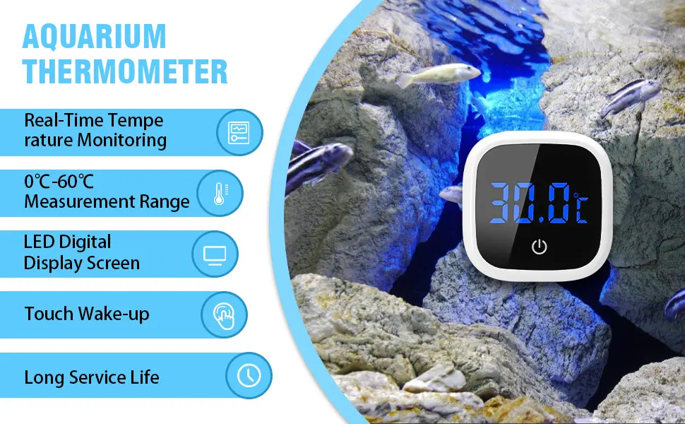 Aquarium thermometer mini aquarium thermometer digital LED display high-precision temperature sensor suitable for freshwater sea acquarius - product information 1