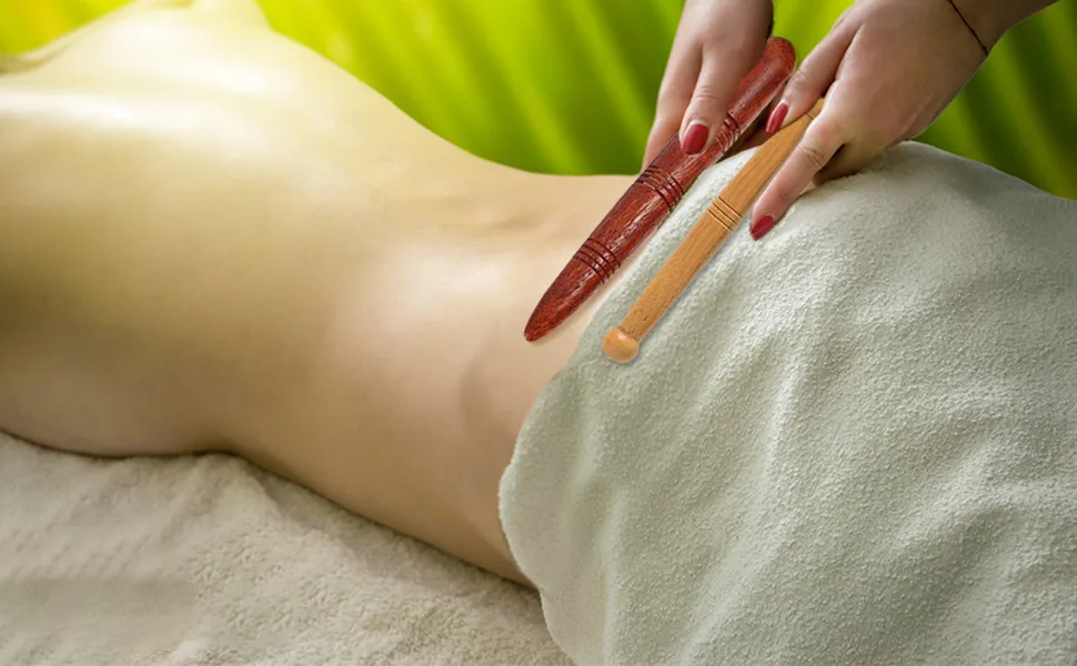 Cisixin 2 pieces wood massage sticks trigger point massage device massage sticks massage roller stick traditional tool thai massage body for feet legs neck back - massagestäbchen holz