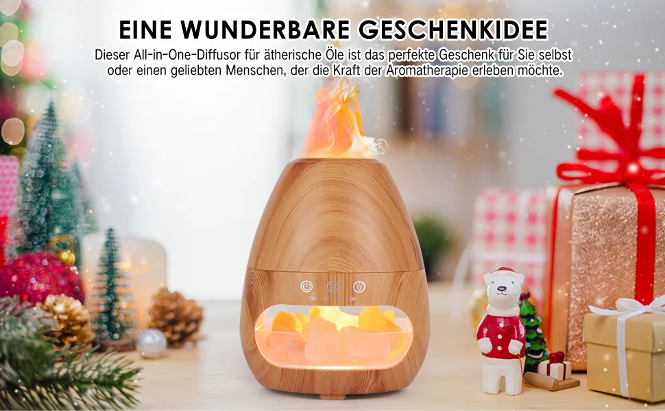 Czemo aroma diffuser for essential oils flame effect room fragrance Diffuser with salt lamp fragrance oil diffuse ultrasound aromatherapy diffuse humidifier with fragrance 200ml diffuser with salt crystals - raumduft diffuser