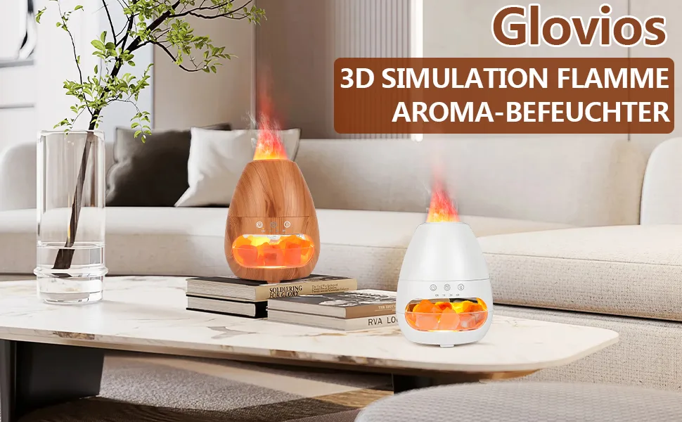 Aroma diffuser Glovios 200ml humidifier flame diffuse essential oils with timing function fragrance lamp for at home office room scent yoga waterless automatic shutdown low-noise log - Aroma Diffuser