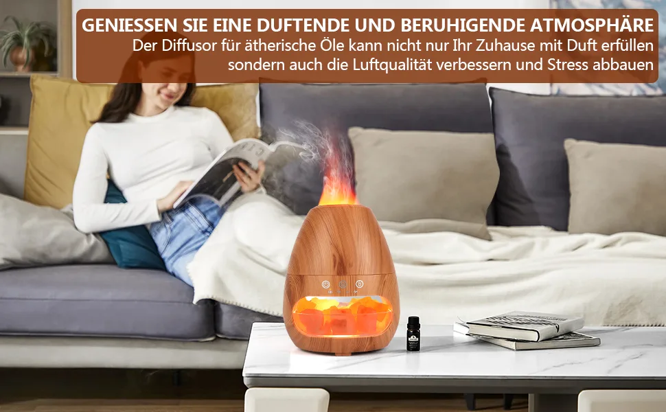 Aroma diffuser Glovios 200ml humidifier flame diffuse essential oils with timing function fragrance lamp for at home office room scent yoga waterless automatic shutdown low-noise log - diffuser flammeneffekt