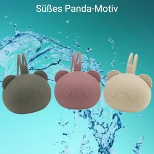TASTIC SchnullerBox Baby - Silicon Schnullerbox for on the go in pandaform - pacifier storage BPA free - box usable and easy to clean (beige) - Schnullerbox A+