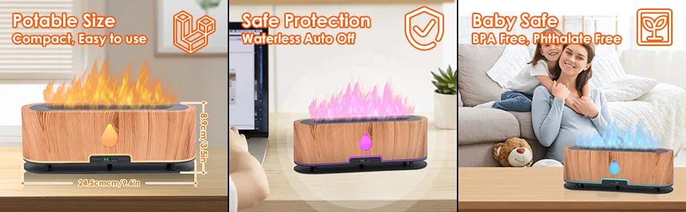 DreamHigh Flame aroma diffuser for essential oils 250ml ultrasound fragrance oil diffuse with 7-colored LED light humidifier humidifier fragrance oil diffuser - air diffuser duft diffuser difusor de aroma öl essential oil diffuser raumdiffusor