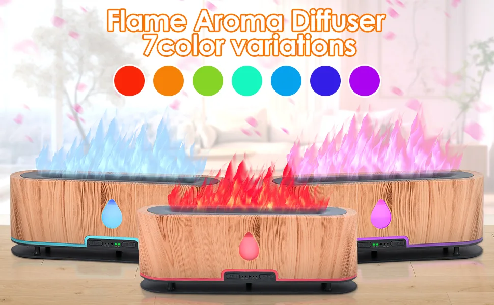 DreamHigh Flame aroma diffuser for essential oils 250ml ultrasound fragrance oil diffuse with 7-colored LED light humidifier humidifier fragrance oil diffuser - humidifier defuser luft aroma öle raumduft diffuser luftbefeuchter