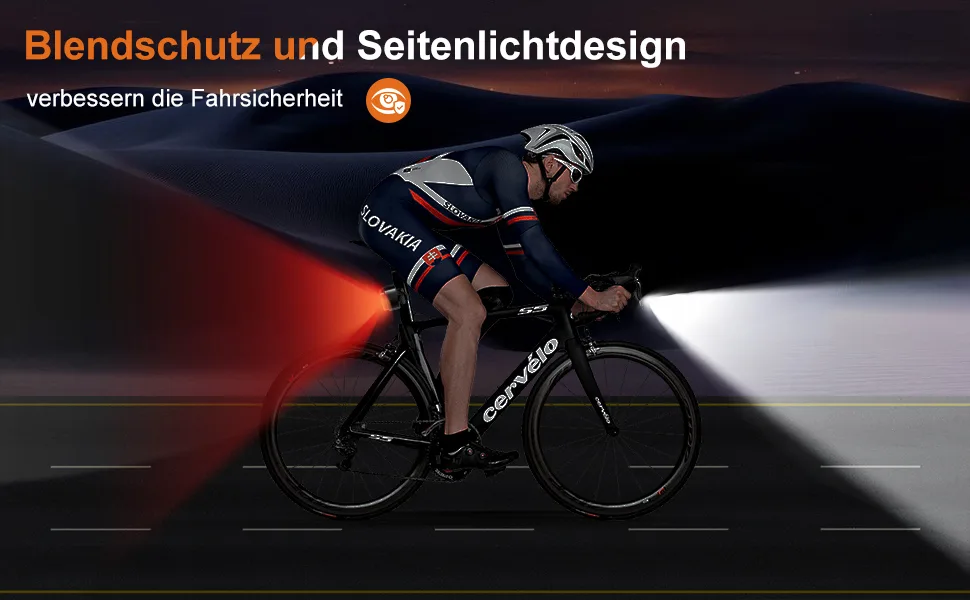Antimi bicycle light set StVZO-approved lighting set Led IPX5 front light + rear light bicycle light set USB type C black - Blendschutz und Seitenlichtdesign verbessern die Fahrsicherheit