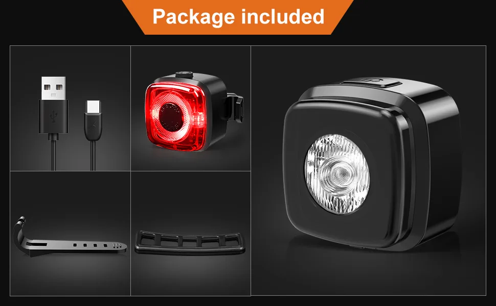 Antimi bicycle light set StVZO-approved lighting set Led IPX5 front light + rear light bicycle light set USB type C black - package included