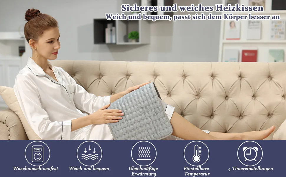 Heating cushion heat cushion with automatic shutdown heat cushion for back neck shoulder stomach soft flannel surface silver gray (30 x 60 cm) 30x60cm silver gray - product information 1