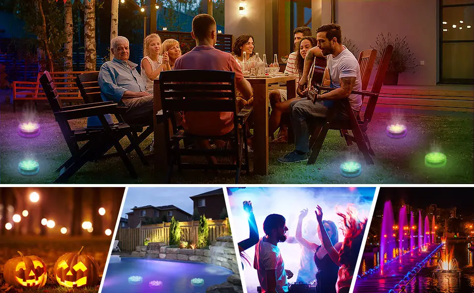 Underwater LED light mure pool lighting underwater 4 pieces LED pool light with remote control IP68 RF remote control waterproof pool/pond 16 RGB lighting modes for outside inside garden party - Unterwasser Licht