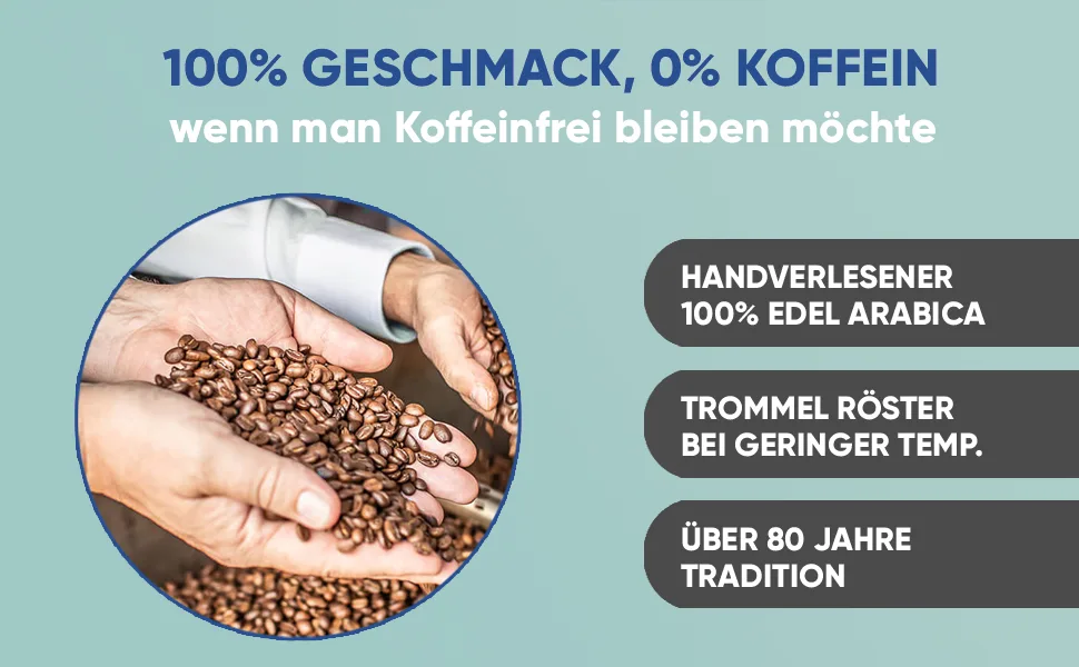 Blank Roast ONLY decaffeinated coffee beans - 100% ARABICA - gently & carefully roasted - particularly LOW ACID - 1000g whole bean - Einzig blue