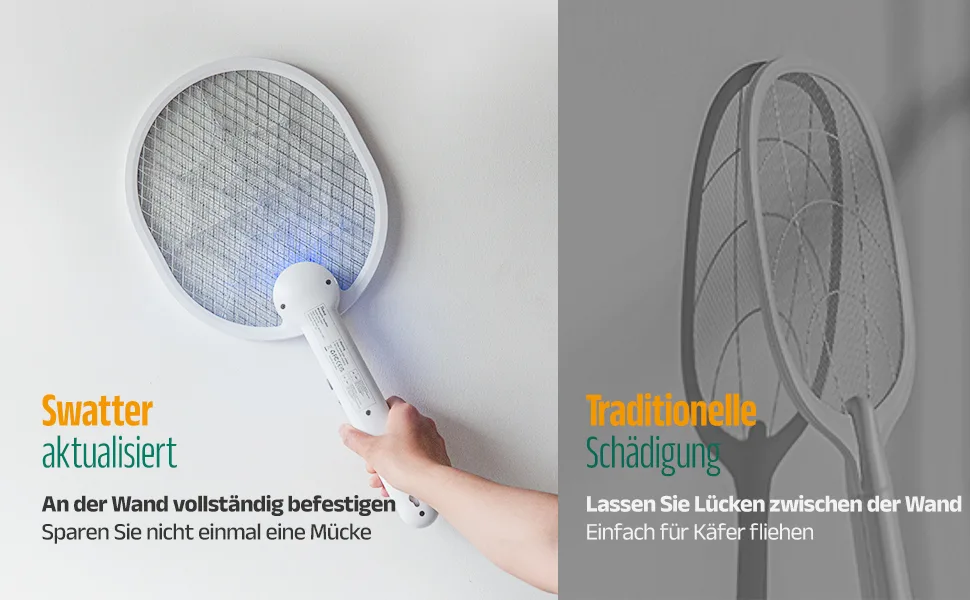 Buzbug 2 in 1 electrical fly swatter high voltage foldable USB-C Electric Fly Swatter with UV light trap electronic fly collapse for indoor and outdoor area - product information 3