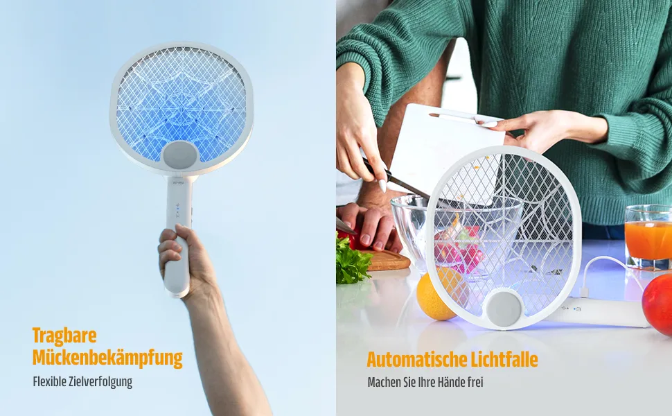 Buzbug 2 in 1 electrical fly swatter high voltage foldable USB-C Electric Fly Swatter with UV light trap electronic fly collapse for indoor and outdoor area - product information 5