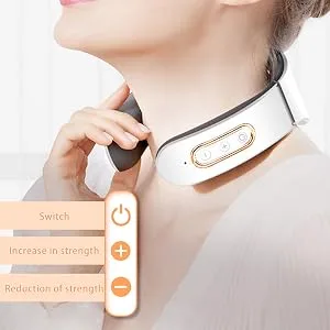 Massage device neck massager neck massage device with heat function electrical massage device wireless 6 modes 9 intensity levels pain relief with neck shoulder for home office trip - Nackenmassagegerät