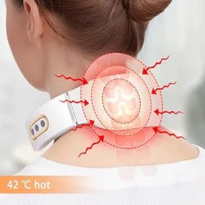 Massage device neck massager neck massage device with heat function electrical massage device wireless 6 modes 9 intensity levels pain relief with neck shoulder for home office trip - Nackenmassagegerät
