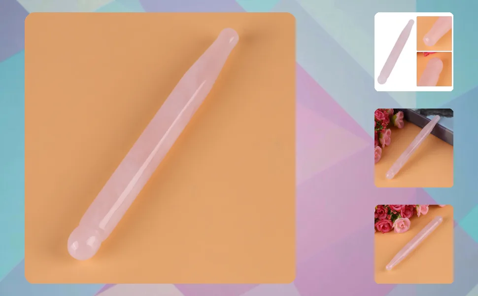 Massage stone stick 12 cm natural stone acupressure pen rose quartz stick gua Sha scraping tool for facial massage acupuncture point massage - product information 1