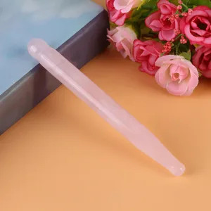 Massage stone stick 12 cm natural stone acupressure pen rose quartz stick gua Sha scraping tool for facial massage acupuncture point massage - product information 4
