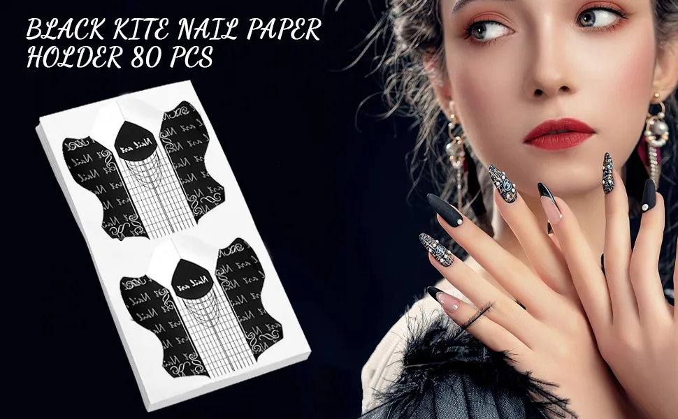 80 pieces of nail templates stickers nail template modeling template self-adhesive nail extension modeling templates for artificial fingernail - product information 1