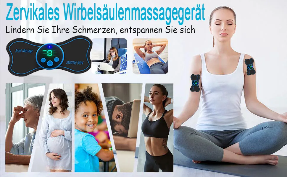 Jenylu Massage device shoulder neck massager EMS training device massage device neck shoulder belly trainer electrical massage of deep tissue electrostimulators for neck back shoulder legs - Jenylu Mini Cervical Massage Pad