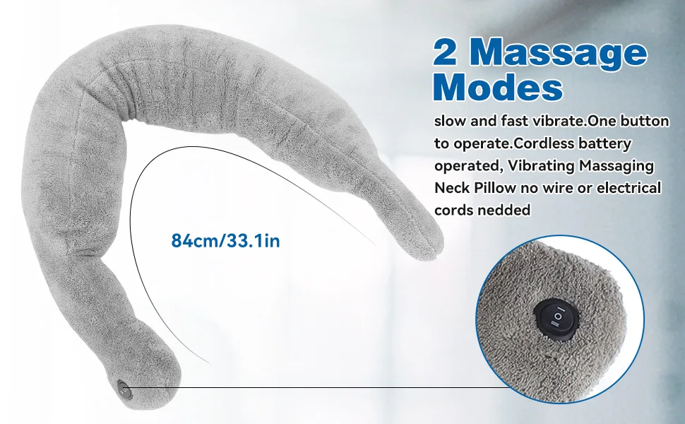 Massage cushion vibrating neck massager battery -operated neck roller pillow with 2 vibration modes for neck and back gray - product information 2