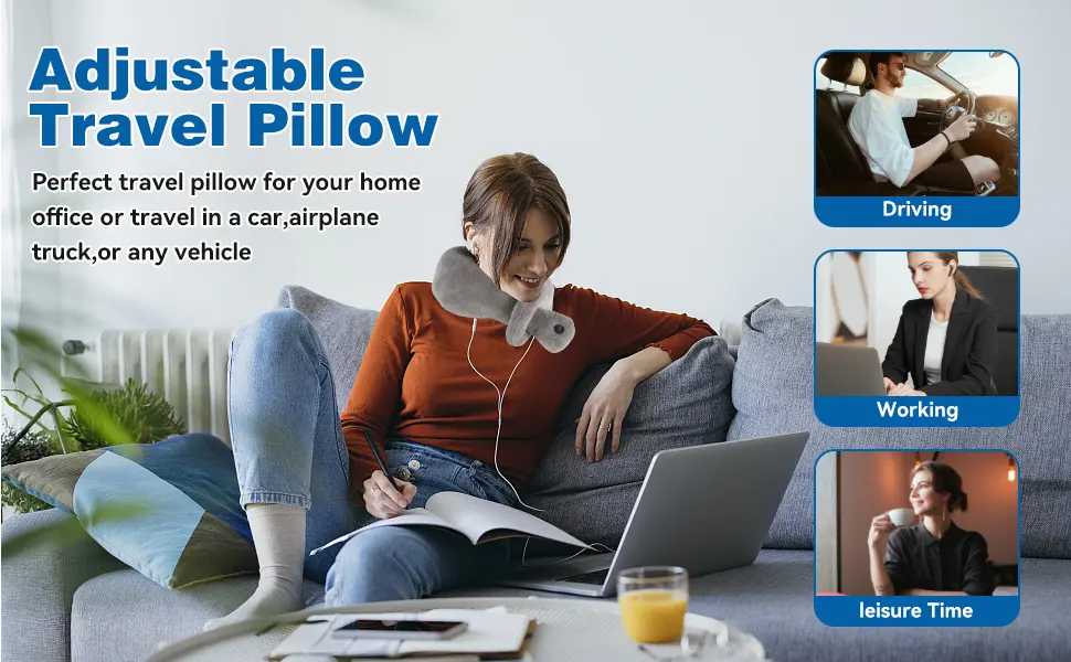 Massage cushion vibrating neck massager battery -operated neck roller pillow with 2 vibration modes for neck and back gray - product information 4