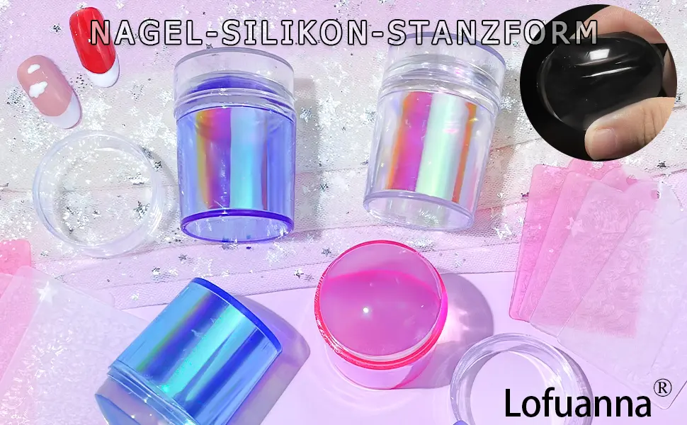 Chameleon Clear Nail Art Stamper Schaber Set and with 2 scrapers transparent silicone marshmallow nail stamp for DIY creative nail art tools Accessories (Set04) - product information 1