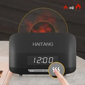 Haitang flames aroma diffuser upgrade 7 colors light essential oils diffuser bluetooth speaker digital alarm for bedrooms 400ml aroma diffuser humidifier for at home office room 23*11cm black - humidifier aroma diffuser aroma diffuser für ätherische öle raumduft diffusers
