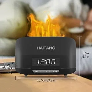 Haitang flames aroma diffuser upgrade 7 colors light essential oils diffuser bluetooth speaker digital alarm for bedrooms 400ml aroma diffuser humidifier for at home office room 23*11cm black - humidifier aroma diffuser aroma diffuser für ätherische öle raumduft diffusers