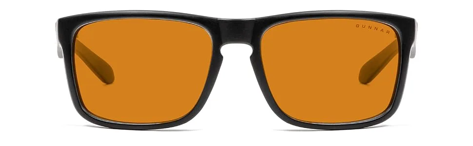 Gunnar gaming and computer glasses - intercept onyx frame amber lenses - 65% blue light and 100% UV protection - strength + 2.0 - Premium blue -light glasses - reduced eye load - amber max