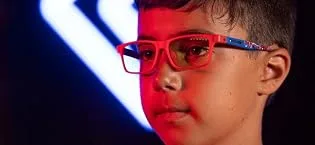 Gunnar gaming and computer glasses - intercept onyx frame amber lenses - 65% blue light and 100% UV protection - strength + 2.0 - Premium blue -light glasses - reduced eye load - kid wearing Cruz Kids Spiderman
