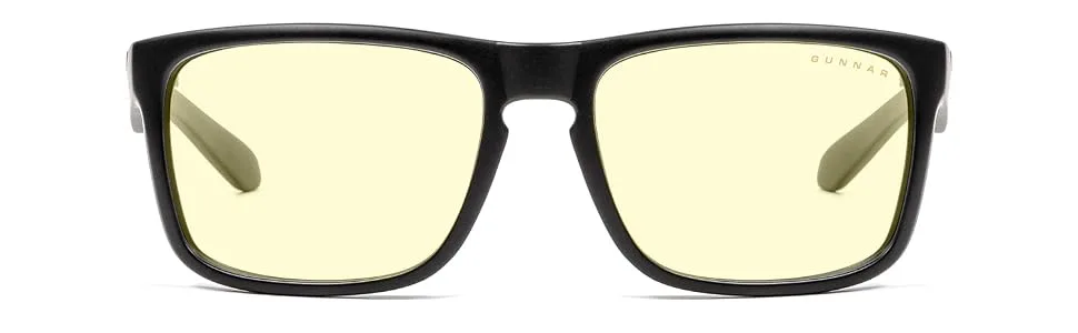 Gunnar gaming and computer glasses - Intercept Onyx frame amber lenses - 65% blue light and 100% UV protection - strength + 3.0 - Premium blue light glasses - reduced eye load - amber