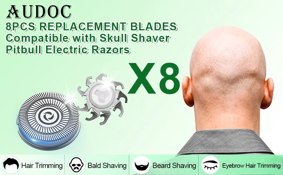 Replacement head suitable for Skull Shaver Pitbull electric shaver (8 pieces) 8 pieces. - product information 1