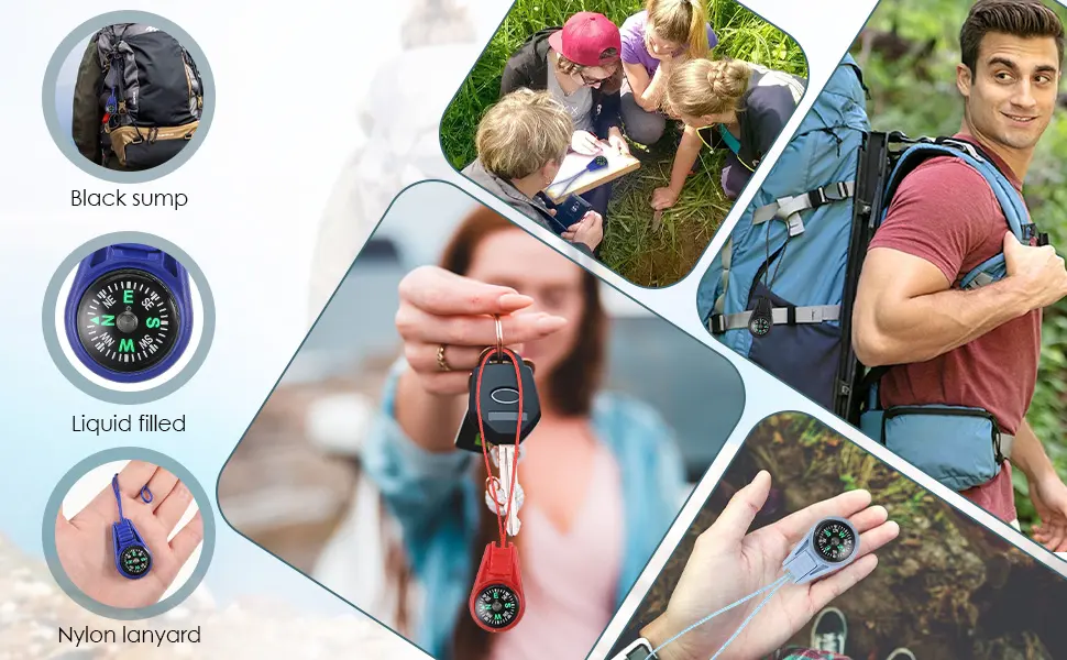 Mini survive compass multi-color compass outdoor sport camping hiking bag compass mini compass mini compass outdoor mini compass children with - Mini Kompass