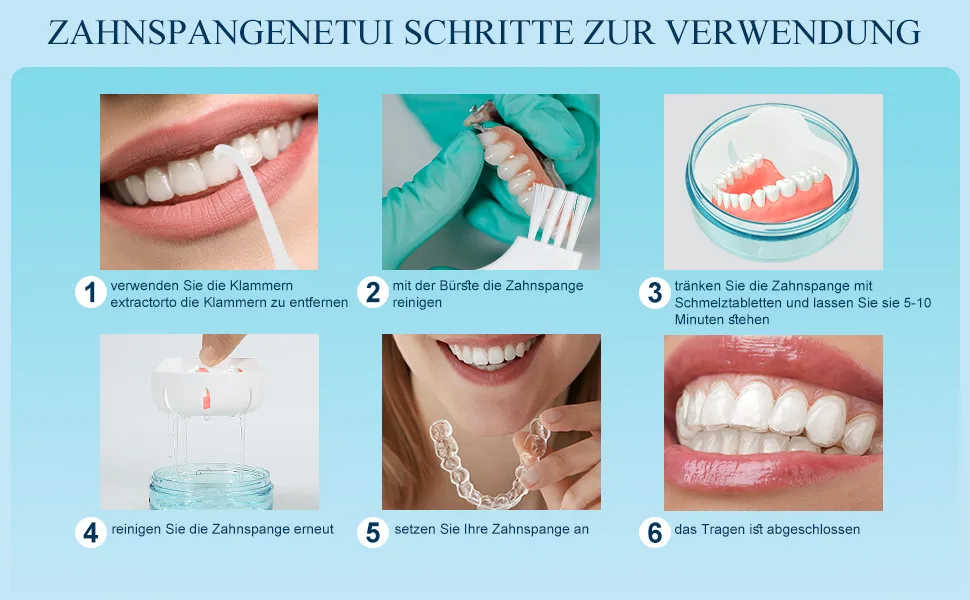 Dnom dose for braces spoutable portable prosthesis dose bite can set dental prostheses container with prosthesis brush tooth rail box for braces bite splint incorrect teeth - product information 2