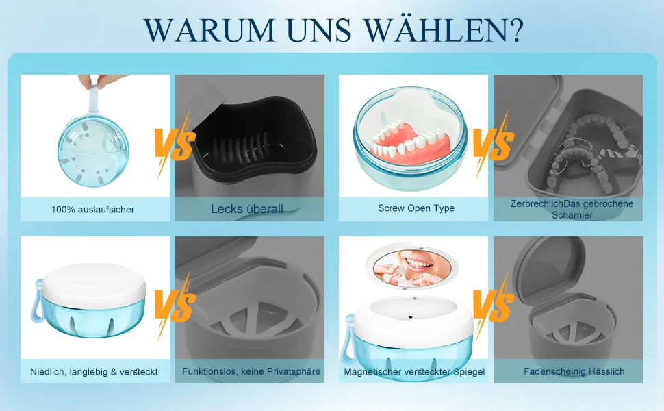 Dnom dose for braces spoutable portable prosthesis dose bite can set dental prostheses container with prosthesis brush tooth rail box for braces bite splint incorrect teeth - product information 3