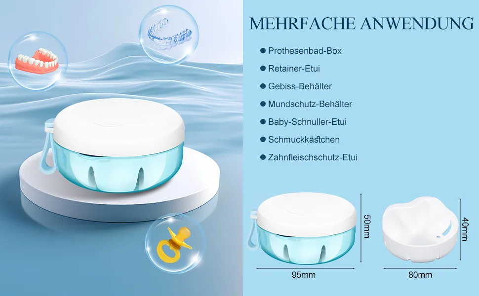 Dnom dose for braces spoutable portable prosthesis dose bite can set dental prostheses container with prosthesis brush tooth rail box for braces bite splint incorrect teeth - product information 4