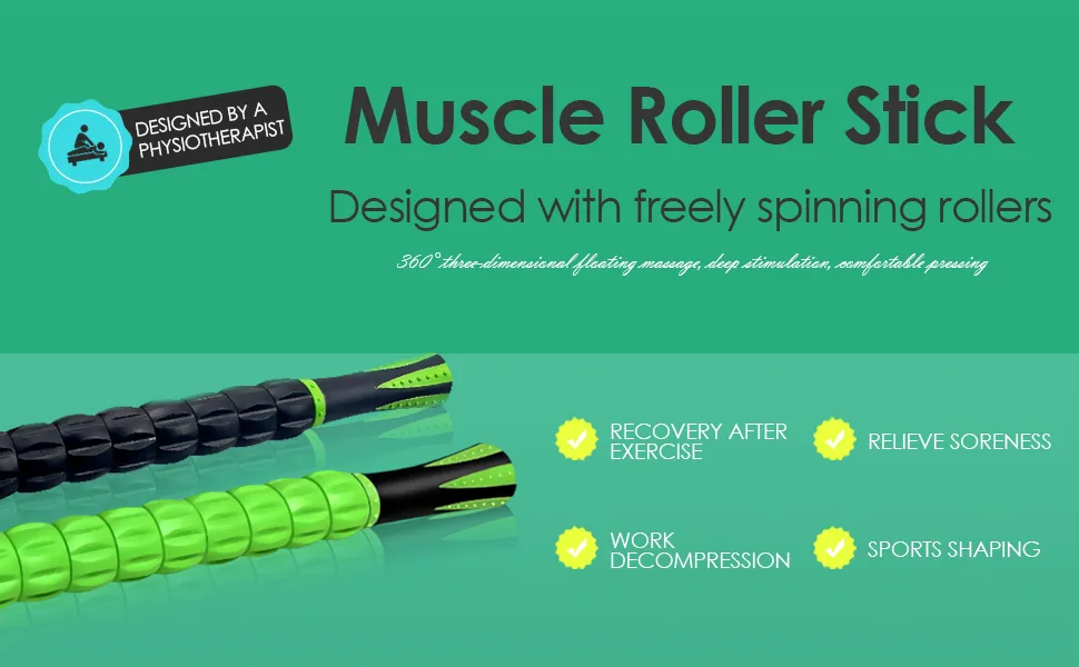 Massage roller muscle roller stick handles ultraportable massage device multifunctional muscle massage roller suitable for legs back shoulders and neck green - product information 1