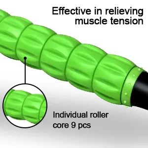 Massage roller muscle roller stick handles ultraportable massage device multifunctional muscle massage roller suitable for legs back shoulders and neck green - product information 3