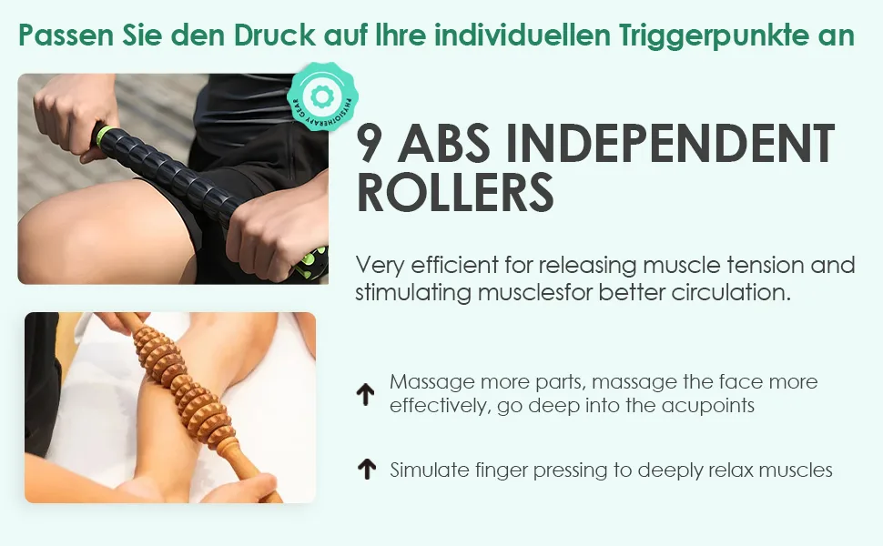 Massage roller muscle roller stick handles ultraportable massage device multifunctional muscle massage roller suitable for legs back shoulders and neck green - product information 5