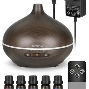 Gutiyyo aroma diffuser 600ml diffuser fragrance oil diffuser 5x10ml diffuser essential oils humidifier with 7 color LED diffuser for essential oils with automatic shutdown and time control - product information 2