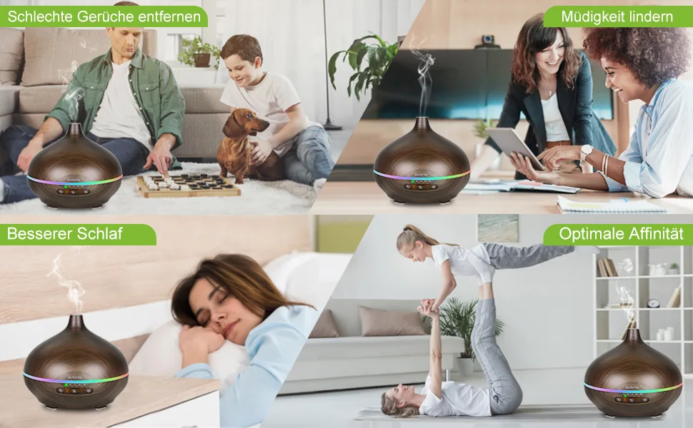 Gutiyyo aroma diffuser 600ml diffuser fragrance oil diffuser 5x10ml diffuser essential oils humidifier with 7 color LED diffuser for essential oils with automatic shutdown and time control - product information 6