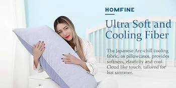 HOMFINE Cooling pillow cover 2 Set - Cooling Pillows Night Swiss Super Saddered Side Sleeper Cushion Cushion Dash ARC -Chill cooling fiber double -sided cooling summer - product information 3