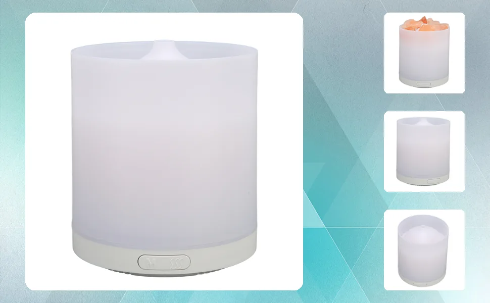 Essential Oil Diffuser Salt Stone Desktop Humidifier with Colorful Night Light for Home Bedroom Office White - 1217230053511-1